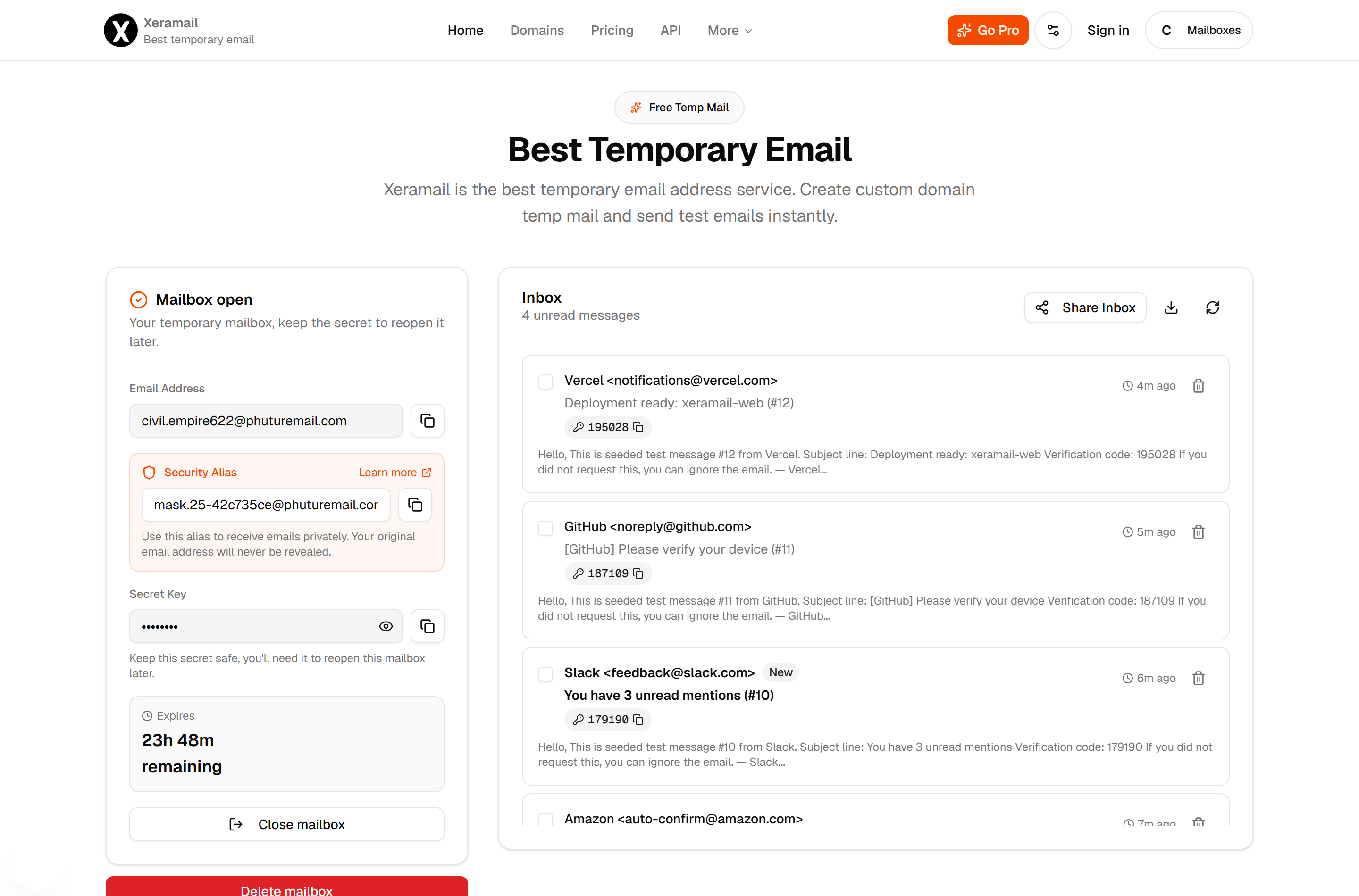 Xeramail Temp Mail