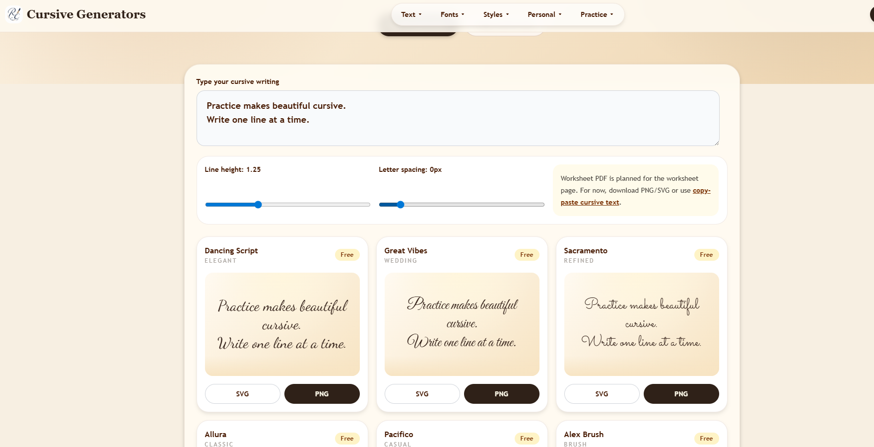 Cursive Generator