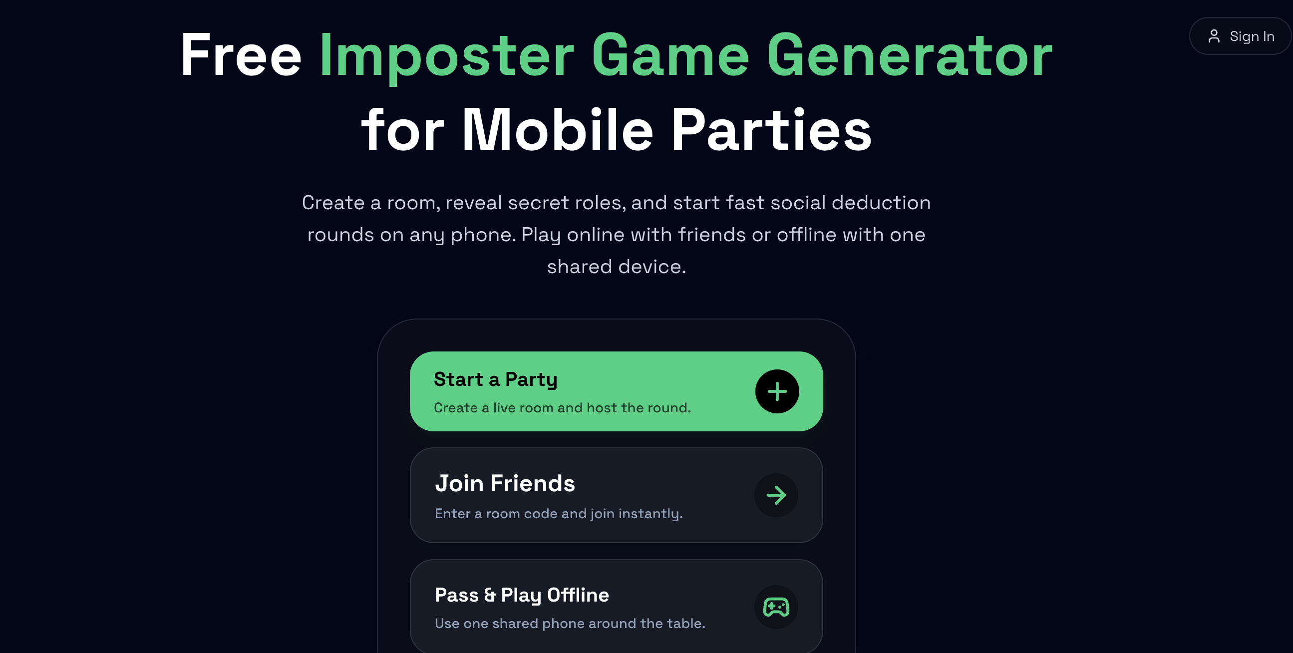 Imposter Game Generator