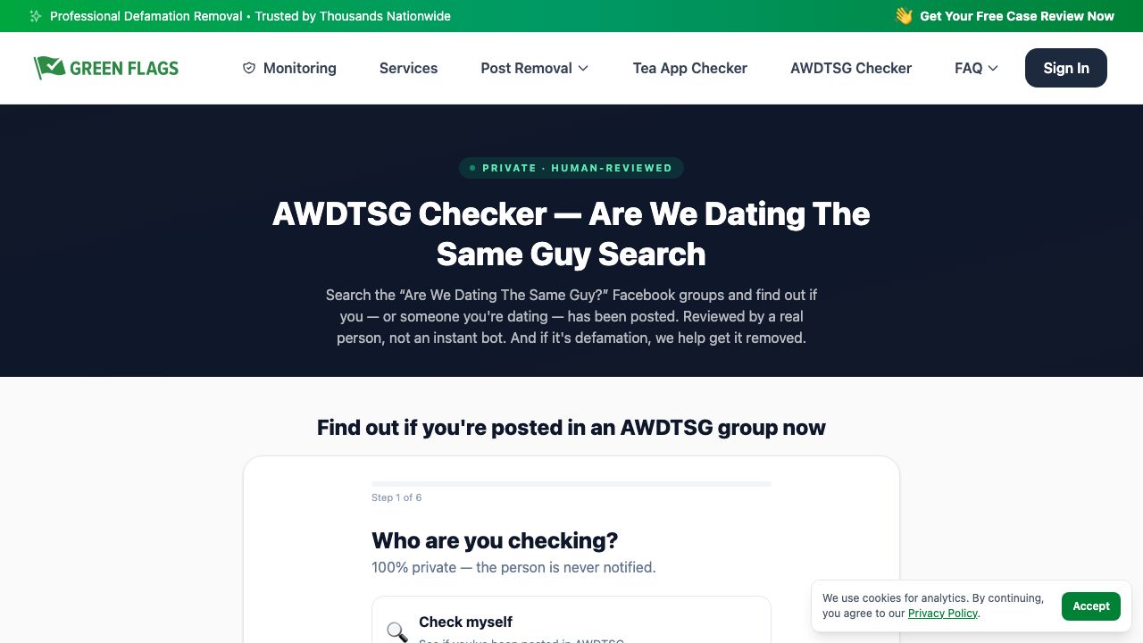 AWDTSG Checker — Are We Dating The Same Guy Search