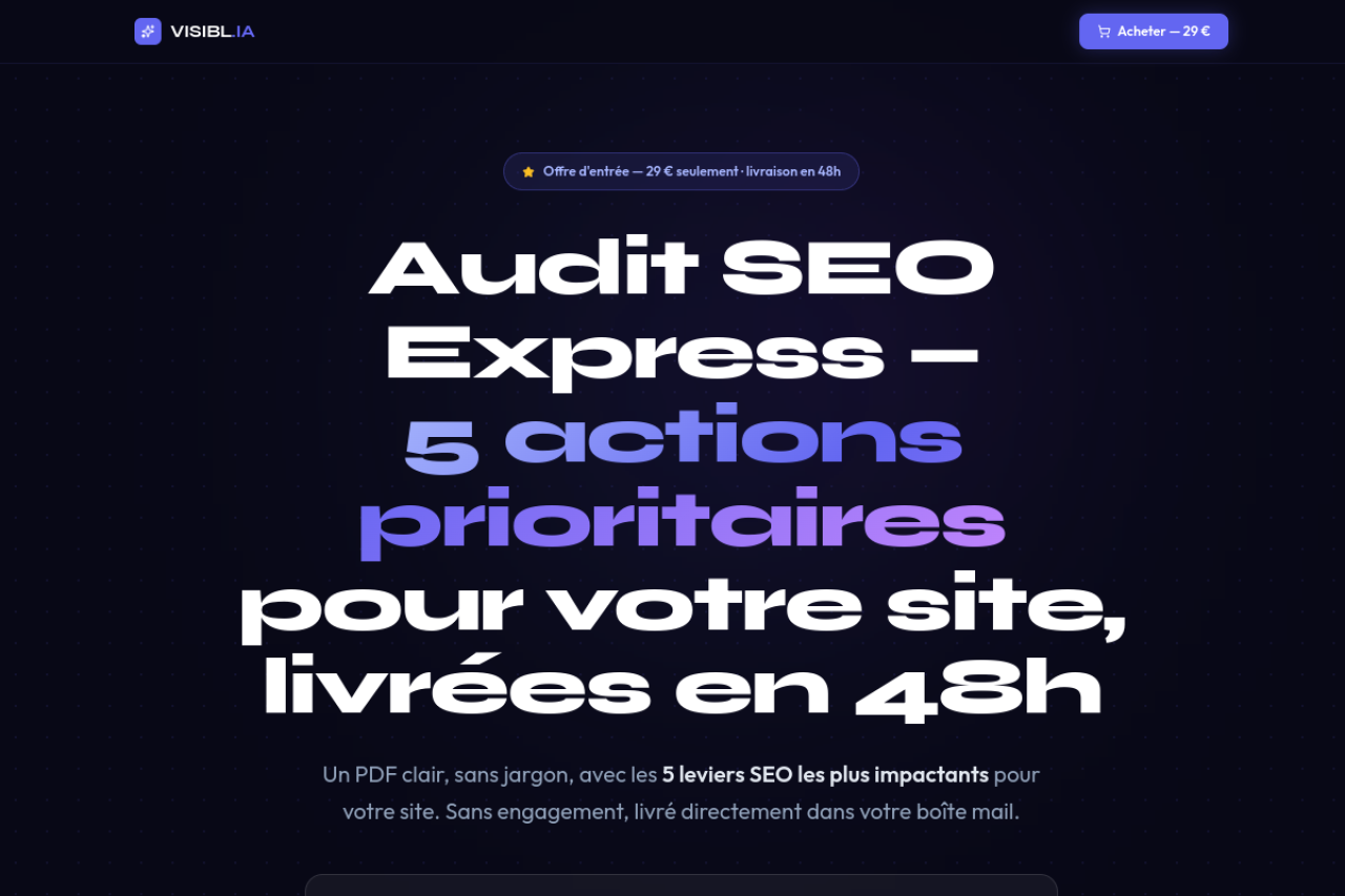 Checker SEO Gratuit VISIBL.IA
