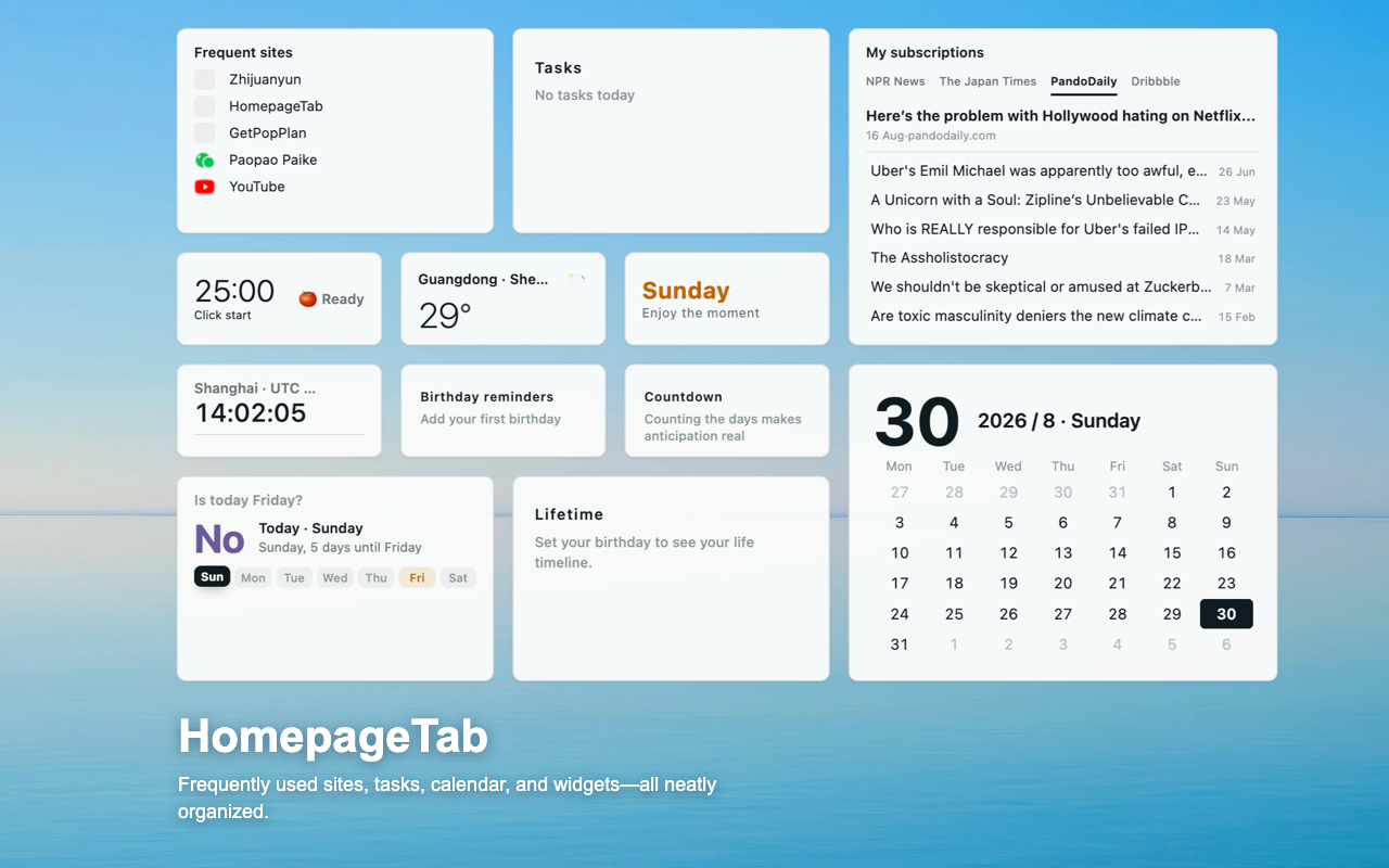 HomepageTab New Tab