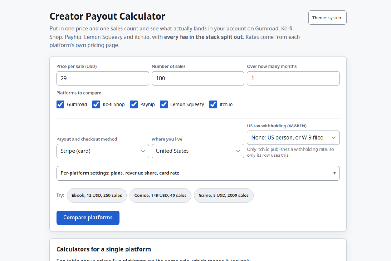 Creator Payout Calculator
