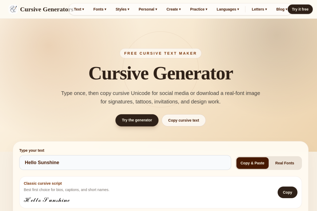 Cursive Generator