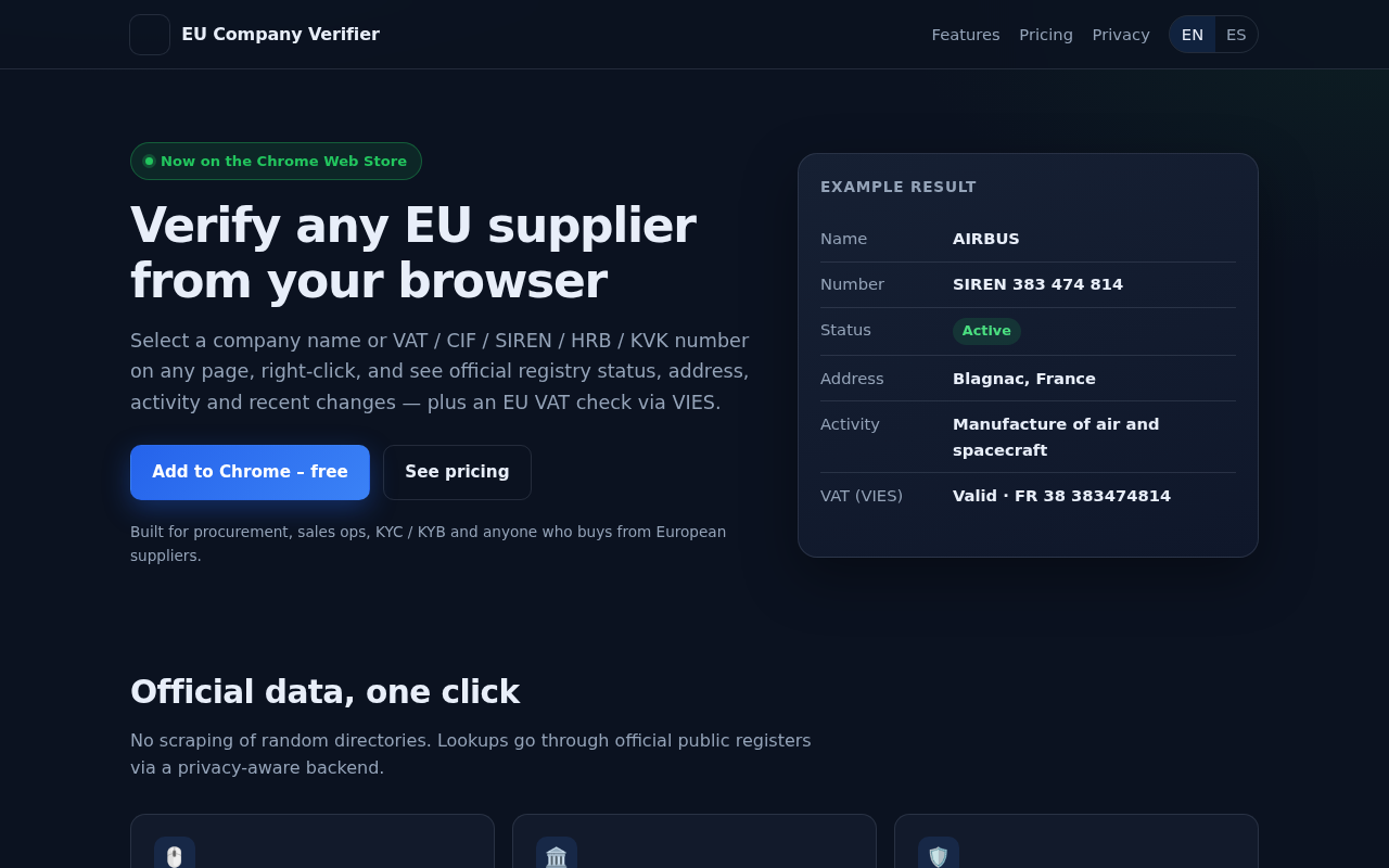 EU Company Verifier
