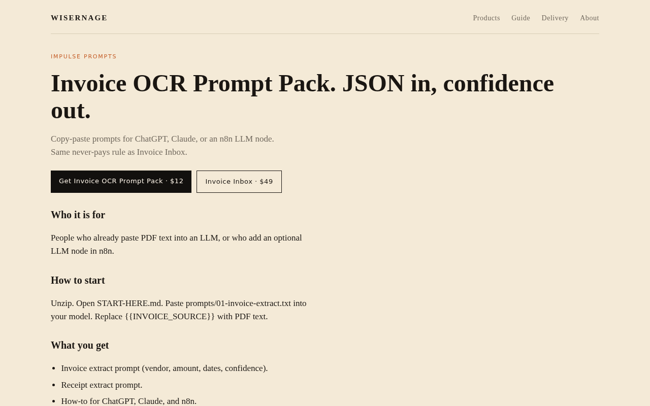 Invoice OCR Prompt Pack