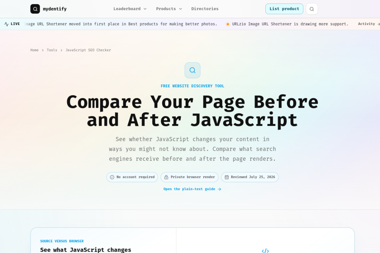 JavaScript SEO Checker
