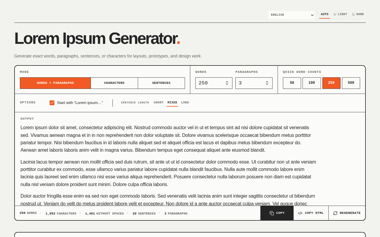 Lorem Ipsum Generator