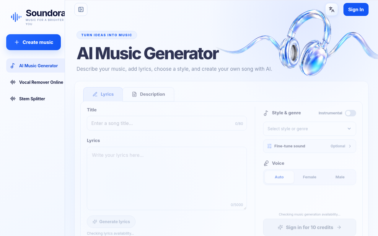 Soundora AI Music Generator