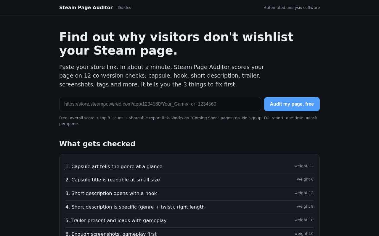 Steam Page Auditor