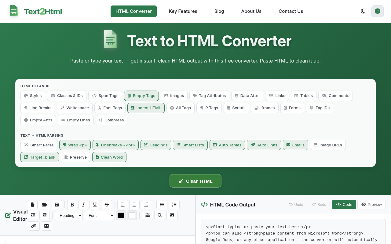 TEXT to HTML