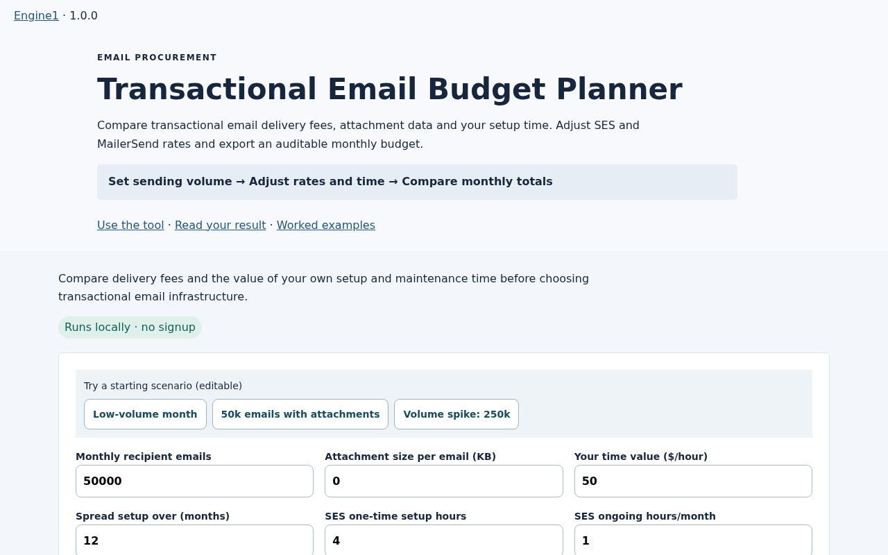 Transactional Email Budget Planner