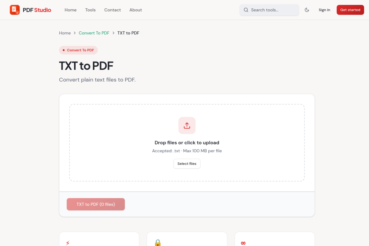 TXT to PDF Converter Online