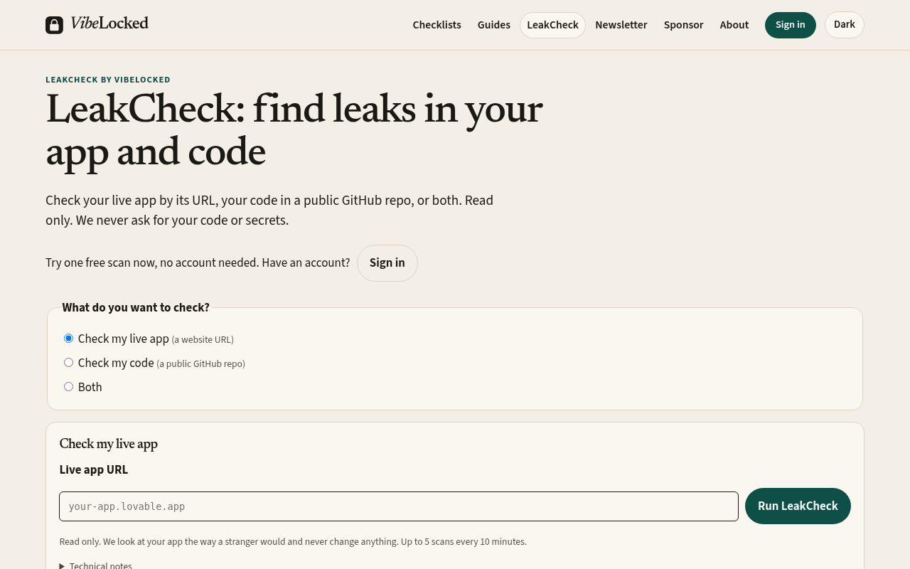 VibeLocked LeakCheck