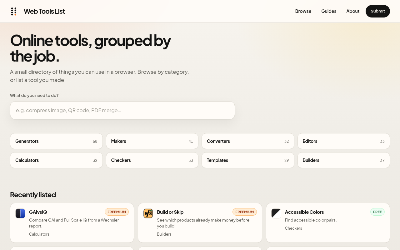 Web Tools List